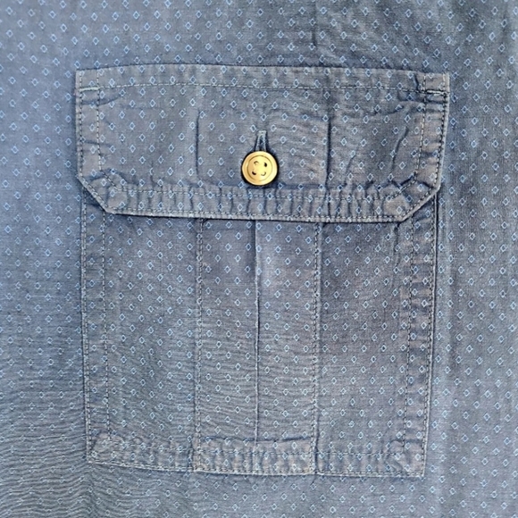 Marc Anthony Men's Shirt XL Slim Fit Button Up Short Sleeve Blue Cotton Casual - Picture 4 of 11